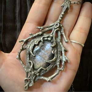 Burial Ground Hypersthene Mirror Necklace in .925